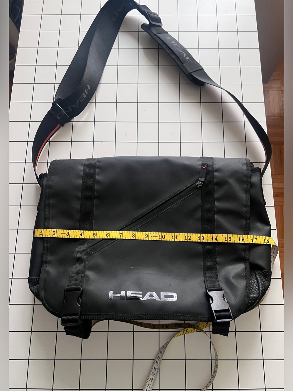 HEAD Black Men's Messenger Bag with Orange Trim Strap NWOT